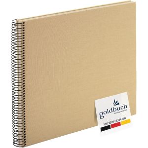 25 606 Album Photo &Agrave; Spirale,40 Pages Blanches,Espace Pour 200 Photos Au Format 10 X 15 Cm,Album &Agrave; Personnaliser,Scrapbooking,Livre Photo,Lin,Beige,35 X 30 X 2,8 Cm - Neuf