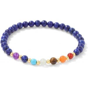 Eryi-Bracelet Chakra Pour Femme, Élastique Bracelet 7 Chakras Pierre Naturelle 4mm Naturelle Bracelets Perles Bracelets Pierres Naturelle Pour Femme Fille - Neuf
