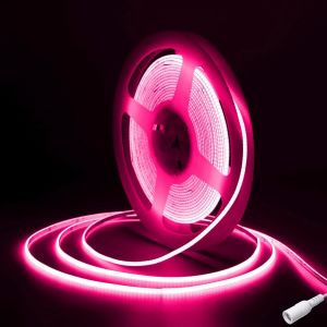Rose Ruban Led Cob 5m,Dc12v 2.7mm Bande Led Chambre,480led/M Cri90+ Flexible Lumiere Led Gaming Adhésif Rubans À Led Pour Tv,Cuisine,Maison Décor Intérieure,Diy(Seule Bandeau Led) - Neuf