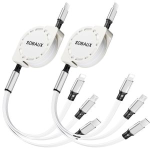 Thef-Usb C Vers Multi Câble 3 En 1,[3a/1m/2-Paquet] Usb Rétractable Câble Chargeur Avec Phone Micro Usb Type C Connecteurs Pour Ios Téléphone,Android Galaxy,Lg,Sony,Moto,Hoor View,Oneplus,Xiaomi - Neuf