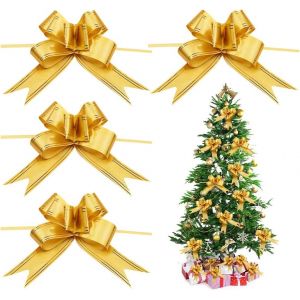 KAL-N?uds De Noël En Ruban, 20 Pcs N?ud À Tirer En Ruban, N?uds Et Rubans Décoratifs, Noeuds D'Emballage Cadeau, Pour Les Fêtes, Mariages, Anniversaire(Or) - Neuf
