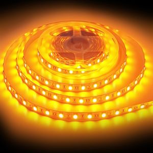 Ruban Led 5m Jaune, 12v Bande Led 5 M&egrave;tres 300leds Smd5050 Bandeau Lumineux Led Strip Light Flexible Pour Int&eacute;rieur Ext&eacute;rieur Chambre Tv No&euml;l D&eacute;coration Diy (Sans Alimentation) - Neuf