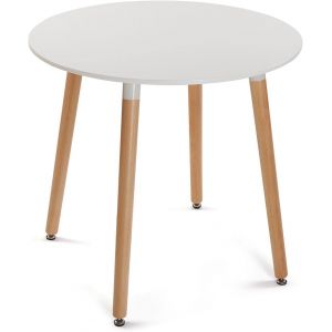 Ulteronixshop-Mayra Table Ronde Pour Jardin, Balcon Ou Terrasse, Table D'ext&eacute;rieur Ou Int&eacute;rieur, Dimensions (H X L X L) 75 X 80 X 80 Cm, Bois, Pvc Et M&eacute;tal, Couleur: Blanc Et Marron - Neuf