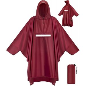 Subzonal-Poncho Pluie Imperm&eacute;able Avec Capuche Et Poche Cape De Pluie R&eacute;utilisable Poncho L&eacute;g&egrave;re Respirant Veste Coupe-Pluie Avec Bande R&eacute;fl&eacute;chissante Poncho De Pluie Unisexe Pour Randonn&eacute;e Camping V - Neuf