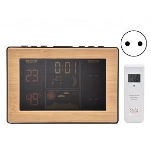 HJLIAN Station meteo LCD avec fonction de reception RCC, thermometre et hygrometre sans fil, prise UE 100-240 V - Neuf