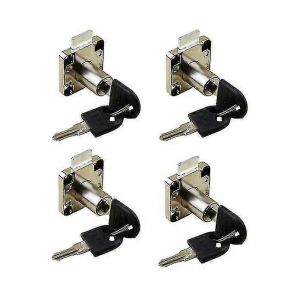 Pack de 4 serrure de meuble Serrure de s&eacute;curit&eacute; &agrave; came en alliage de zinc &agrave; cl&eacute; identique Serrure de tiroir de placard cylindrique avec 8 cl&eacute;s pour porte-bien - Neuf