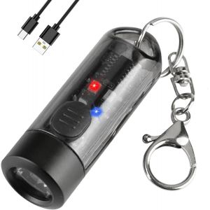 Lampe De Poche Porte-Clés 80 Lumens Led Super Lumineuse, 7 Modes Rechargeables, Lampe De Poche Edc, Mini Lampe De Poche Portable, Convient Pour La Randonnée, Le Camping - Neuf