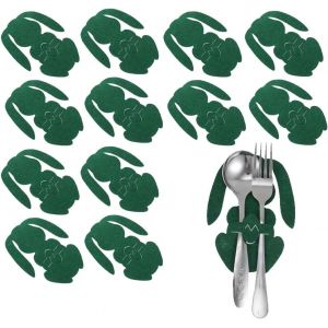 12 Pi&egrave;ces Sacs &Agrave; Couverts De P&acirc;ques,Porte Couverts En Feutre De P&acirc;ques,Couteaux Fourchettes Cuill&egrave;res Vaisselle Sacs &Agrave; Couverts,Pour D&eacute;coration De Table De P&acirc;ques - Neuf