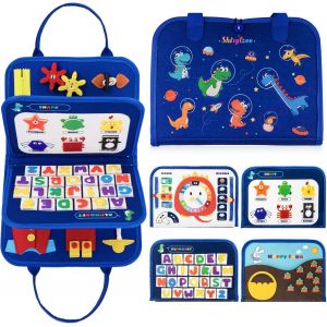 ChenQuanSarl-Busy Board Montessori &iquest; Planche D'Activit&eacute;s Pr&eacute;scolaires &Agrave; 4 Couches Pour Tout-Petits De 2 &Agrave; 6 Ans, Cadeau Pour Filles Et Gar&ccedil;ons, Bleu, Taille M - Neuf