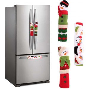 Ensemble 3 Pi&egrave;ces De No&euml;l De Bonhomme De Neige R&eacute;frig&eacute;rateur Poign&eacute;e De Porte Couvre Appliance Poign&eacute;e Couvre Les D&eacute;corations De No&euml;l - Neuf