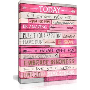 Decor Mural Rose Citations Inspirees, Decoration Chambre Motivatrice, Cadre Toile Pret a Accrocher 15 x 11.5 Pouces - Neuf