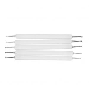 5 Pcs Tige Acrylique Avec Doubles Extr&eacute;mit&eacute;s Avec T&ecirc;tes Rondes Pour L'indentation De L'argile Outils De Pointage De Sculpture Bricolage (Blanc) - Neuf