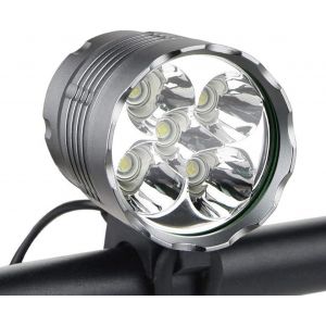 Éclairage De Vélo, 5 Led 6 000 Lumens, Éclairage Avant Étanche Pour Vtt Avec Batterie Rechargeable 6 400 Mah, Phare Avant 3 Modes - Neuf