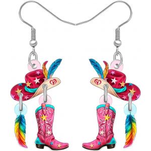 Kal-Acrylique Drôle Occidental Cowgirl Bottes Casquette Pendentifs Mignon Cowboy Pays Design Unique Bijoux Outfit Cadeaux Pour Femmes Filles Rodeo Pays Amateurs De Musique Charms - Neuf