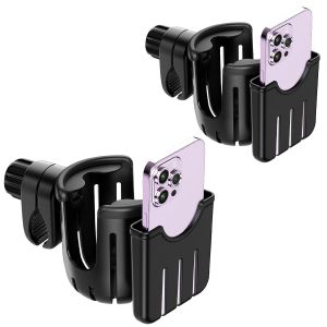 Lot De 2 Porte-Gobelets Universels Pour Poussette, Vélo, Fauteuil Roulant, Déambulateur, Trottinette, Accessoires Pour Poussette Uppababy, Nuna, Bugaboo, Doona, Cadeaux Pour Femmes, Mamans, Hommes - Neuf