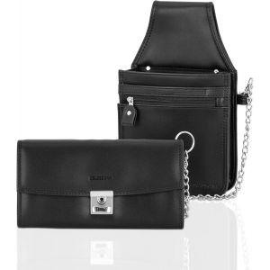 Portefeuille Serveur - Sacoche Noir - 14.5 X 24.5 Cm - Porte Monnaie Euros Pour Serveuse - Porte Billets Avec Poche Séparée, Bloc Note Et Porte Stylo - Solide Et Facile À Nettoyer. - Neuf