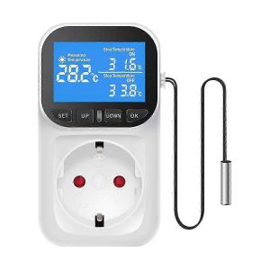 Régulateur De Température Numérique Prise De Courant Thermostat Avec Capteur De Temps Sonde De Chauffage Interrupteur De Refroidissement 16a Prise Ue - Neuf
