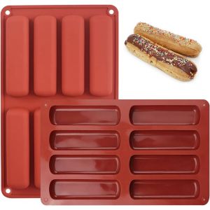 Kalanka-2 Pi&egrave;ces Moules En Silicone Pour Barres &Agrave; C&eacute;r&eacute;ales, 8 Cavit&eacute;s Moule Silicone Rectangulaire Pour Brownie G&acirc;teau Au Fromage Chocolat Pain Muffin&iquest;Rouge&iquest;-Kalanka - Neuf