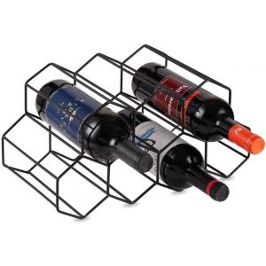 SUBZONAL-Casier &agrave; vin sur pied en m&eacute;tal pour 9 bouteilles - Design l&eacute;ger pour les amateurs de vin - Noir - Pour bouteilles de 750 ml ou moins de 8,9 cm de diam&egrave;tre - Neuf
