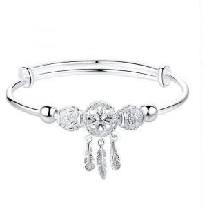 Eryi-Adgjl Bracelet Argent Femme,Bracelet En Argent Pour Femmes Attrape-Rêves Créatif Charmant Bracelet En Argent Bracelets D'amitié En Argent Meilleur Ami Cadeau Pour Anniversaire De Noël - Neuf