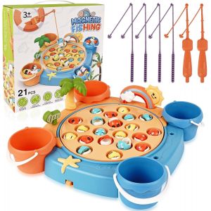 Sansh-Jeux De Société Peche A La Ligne Enfant Jeu De Pêche Musical - 21 Poissons, 6 La Route De La Pêcheenfant Cadeau Anniversaire Fille Garçon 3 4 5 6 Ans - Neuf