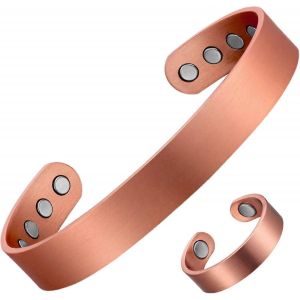 Ensemble Original De Bracelet Magnétique En Cuivre Pur Ring Et Golf - Style Minimaliste Mince - Ajustable - Pour Hommes Et Femmes - Neuf