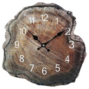 12 pouces simulation annuelle anneau horloge murale en bois vieux grain de bois horloges silencieuses regarder salon Hom - Neuf