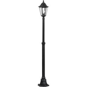 Lampadaire Ext&eacute;rieur Navedo, Lampe D'Ext&eacute;rieur &Agrave; 1 Flamme, Luminaire Ext&eacute;rieur En Fonte D'Aluminium Et Verre, Couleur : Noir, Argent Patin&eacute;, Douille : E27, H : 200 Cm, Ip44 - Neuf