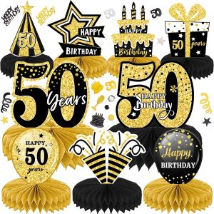 Ayuhr-Décoration De Table Centre De Table Anniversaire 10pcs 60 Ans Centres De Table En Nid D'abeille Décorations D'anniversaire De Fête Pour Hommes Femmes (60 Ans) - Neuf