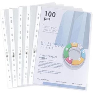 Eryi-Lot De 100 Pochettes Transparentes A4 En Plastique Polypropylène Extra Résistantes Pour Protéger Le Papier, Les Pochettes Perforées A4, Les Dossiers Et Les Documents - Neuf