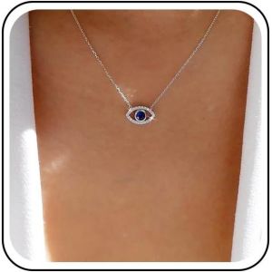 Collier Boho Émeraude Maléfique Collier Ras Du Cou Strass Pendentif Maléfique Collier Chaîne ?il En Cz Pavé Doré Collier ?il Démon En Cristal Vert Collier Bijoux Pour Femmes - Neuf