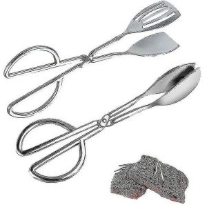 Pinces De Cuisine En Acier Inoxydable, 2 Pinces &Agrave; Salade En Acier Inoxydable, Pinces &Agrave; Salade, Pinces &Agrave; Buffet, Pinces &Agrave; Salade Pour Buffet (Argent) - Neuf