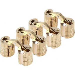 4 pi&egrave;ces/paquet en laiton cach&eacute; - Charni&egrave;re de baril Invisible en cuivre cach&eacute; Charni&egrave;res de meubles pour bricolage porte en bois bo&icirc;tes cadeaux bo&icirc;te &agrave; bijoux, angle d'ouverture de 180 &deg; - Neuf