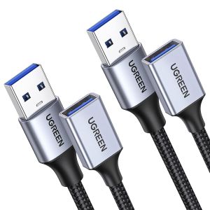 JGD-Lot de 2 C&acirc;ble Rallonge USB 3.0 5Gbps Cable ExtensionType A M&acirc;le vers Femelle Nylon Tress&eacute; Compatible avec Flash Drive Hub Disque Dur Clavier Souris Imprimante Webcam Manette PS4 (1M) - Neuf