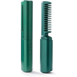 Kal-Mini Lisseur De Cheveux Rechargeable, Fer À Lisser Sans Fil, Lisseur Cheveux Avec Peigne Intégré, Lisseur De Voyage Avec 3 Températures Ajustables, Portable Lisseur Pour Coiffure Rapide (Vert) - Neuf