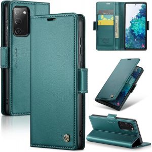 Maa-Coque Pour Samsung Galaxy S20 Fe, Étui Housse En Rfid Protection Premium Pu Cuir Portefeuille Rabat Case Magnétique Stand Antichoc, Étui Case Pour Samsung Galaxy S20 Fe, Bleu Vert - Neuf