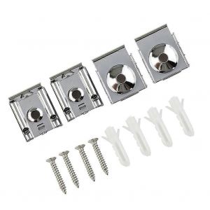 4pcs Chrome Miroir Tenture Murale Kit de Fixation Sans Cadre Clips Montage Cintre Clamp - Neuf