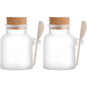 Bocaux D'épices Hermetiques Avec Couvercle,De Cuisine Pots Avec Liège Et Cuillère,Bouteille Cuillère En Liège,Pour Les Épices,Le Sel,Les Soins Du Corps (2 Pièces,500 Ml) - Neuf