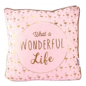 Promotion ! Coussin Cr&eacute;ateur 'messages' Rose Dor&eacute; (What A Wonderful Life) - 40x40 Cm - Neuf