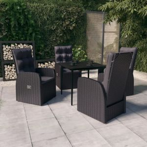 Prolenta Premium - Ensemble &Agrave; Manger De Jardin Avec Coussins 5 Pcs Noir - Neuf