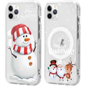SJZG-2 Pi&egrave;ces No&euml;l Coque Magn&eacute;tique Pour Iphone 11 Pro Max 6,5'', Etui En Motif Dessin Cadeau De No&euml;l Compatible Avec Magsafe, Housse Christmas Silicone Bumper Cover Pour Iphone 11 Pro Max, No&euml;l 07 - Neuf