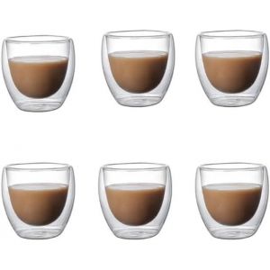 Kalanka-6 Pièces | Verres À Shot Expresso Tasse À Café 80ml | Tasses À Expresso À Double Paroi | Thermo-Isolées | Parfait Pour Café Latte Cappuccino Thé Américain - Neuf