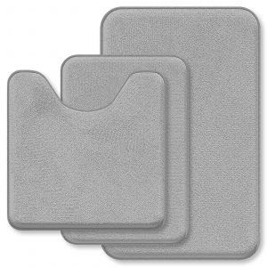 Tapis de bain 3 Morceau Doux Tapis de Bain en Mousse à Mémoire de Cendres Grises, Absorbant, séchage Rapide, Lavable en Machine pour l'Usage à la Maison - Neuf