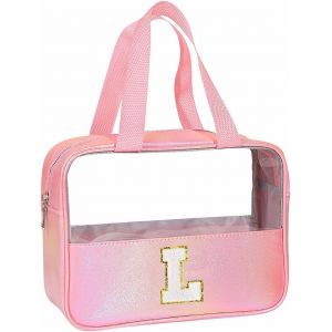 Sac Cosmétique De Maquillage De Voyage, Trousse De Toilette Pvc Étanche Pour Femme, Grande Capacité Trousse De Maquillage Transparente, Cadeau Anniversaire Noël Idéal Pour Maman Fille Epouse, Rose,L - Neuf