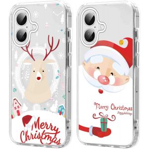 SJZG-2 Pi&egrave;ces No&euml;l Coque Magn&eacute;tique Pour Iphone 16 Plus 6,7'', Etui En Motif Dessin Cadeau De No&euml;l Compatible Avec Magsafe, Housse Christmas Silicone Bumper Cover Pour Iphone 16 Plus, P&egrave;re No&euml;l 02 - Neuf