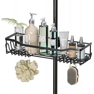 &Eacute;tag&egrave;re de Douche Sans Per&ccedil;age Inox, Grande Taille et Capacit&eacute;, pour Barre de Douche de 18 mm &agrave; 25 mm, Noir, pour Shampooings et Gels Douche - Neuf