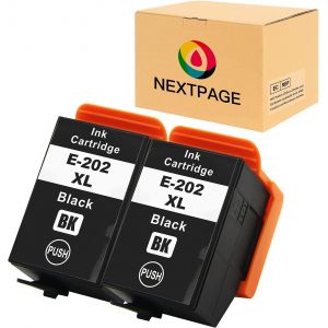 202XL Lot de 2 cartouches d'encre de rechange Epson 202 XL pour imprimantes Epson Expression Premium XP-6000 XP-6005 XP-6100 XP-6105 XP6000 XP6005 XP6100 XP6105 Noir - Neuf
