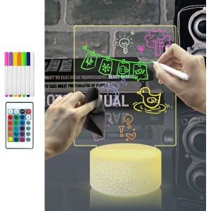 Kal-Veilleuse Led 2 En 1 3d À 16 Couleurs Changeantes - Capteur Tactile - Alimentation Par Piles Aa - 7 Stylos De Couleur - Décoration De Fête - Lampe De Table De Chevet - Neuf