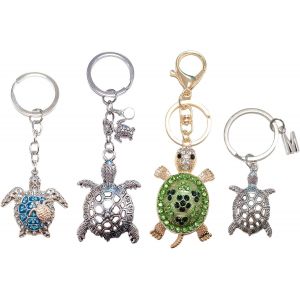 KAL-4 Pièces Porte Clés De Tortue, Porte Clés D¿Animaux Mignons, Porte Clés En Métal Pour Femmes, Pour Portefeuille, Sac À Dos, Sac À Main, Téléphone Portable - Neuf