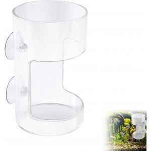 Yemaesre-Distributeur Nourriture Pour Poissons D'aquarium, 10x6cm Plateau Aquariumnourriture Flottant & Coulant Récipient Support Avec Ventouses Pour Nourrir Les Tortues Les Crevettes (Rond) - Neuf